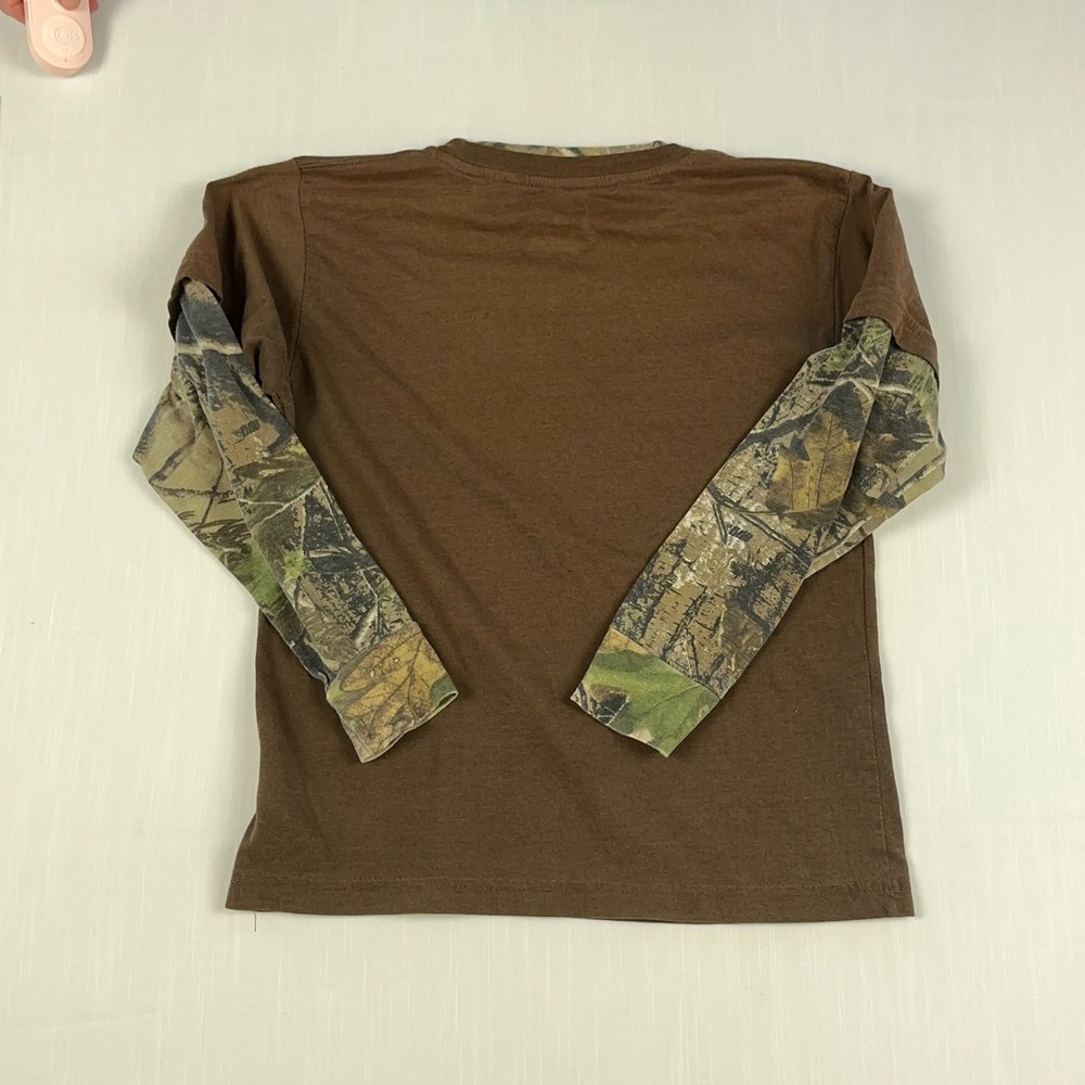 Ranger Kids Brown Camo Layered Hunter's Dream Buck Graphic Long Sleeve Shirt L - Picture 5 of 6